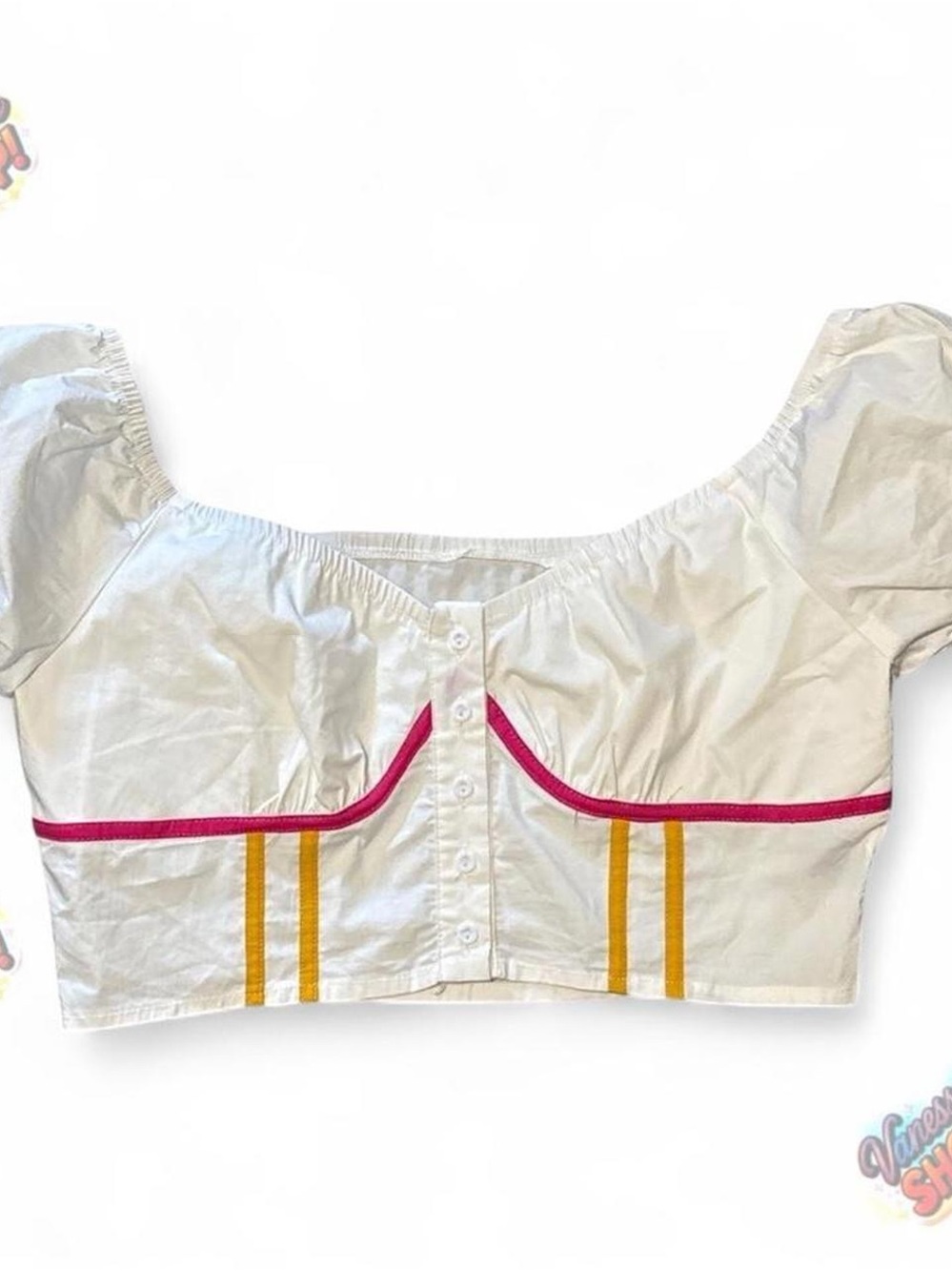 Summertime Cropped Top with Yellow Stripes!